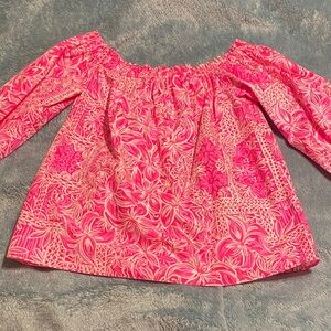 Lilly Pulitzer Pink Off-Shoulder Floral Top size S
